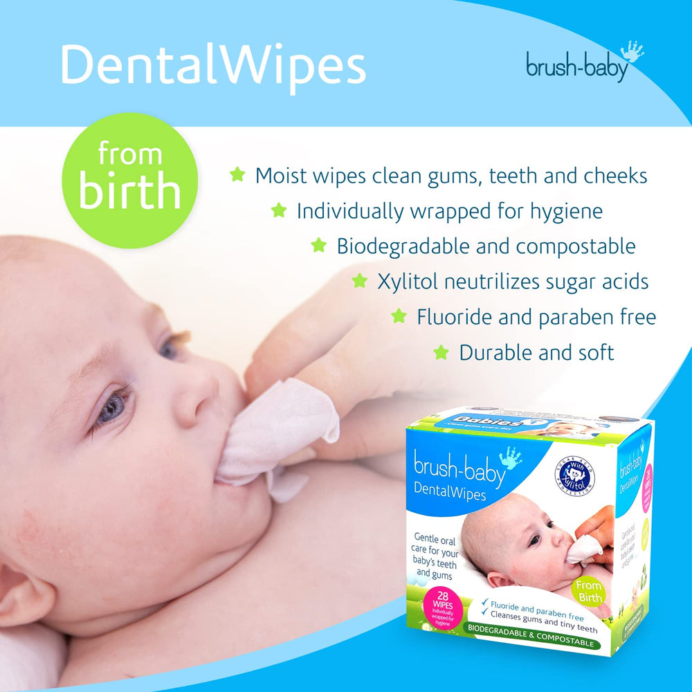 Brush Baby teething relief wipes clean gums tongue and teeth