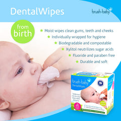 Brush Baby teething relief wipes clean gums tongue and teeth