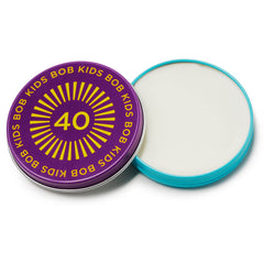 Brush On Block BOB Kids Balm SPF 40 tin for easy family sun protection.