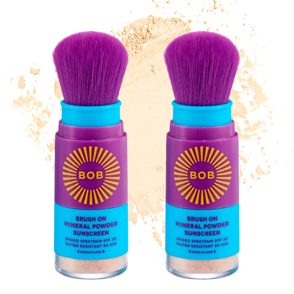 Brush On Block Bob Kids SPF 30 brush applying sunscreen for quick protection