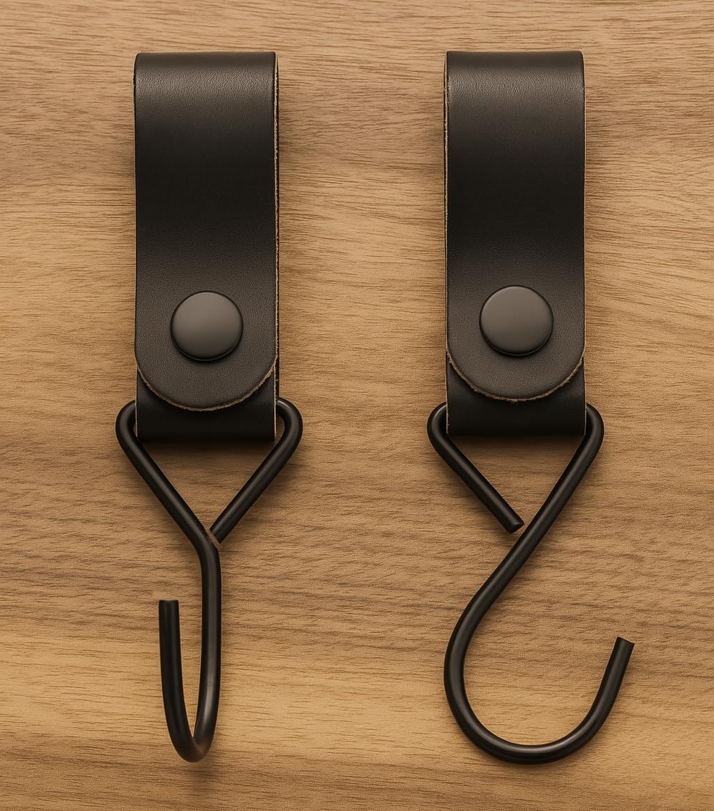 Brute Strength closeup of the leather loop and stainless steel hook detail.