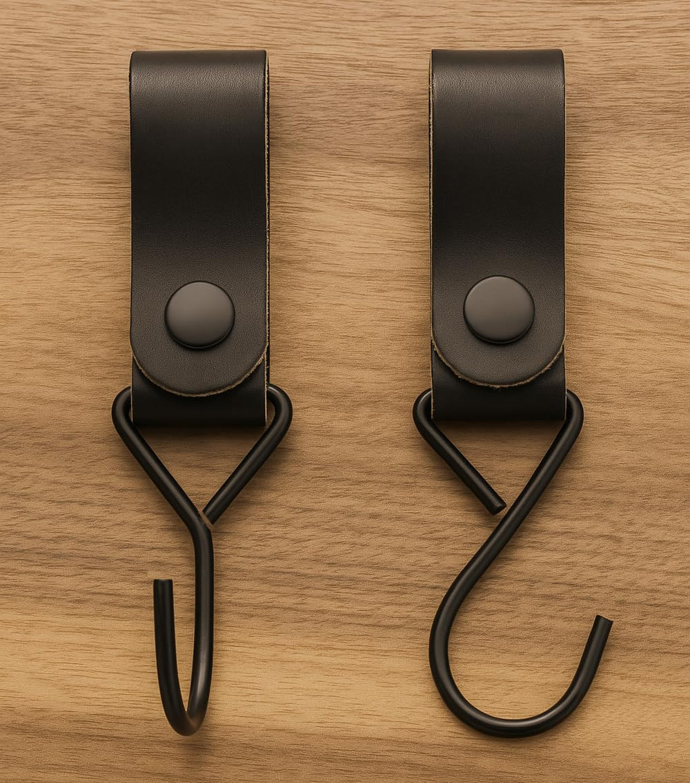 Brute Strength closeup of the leather loop and stainless steel hook detail.