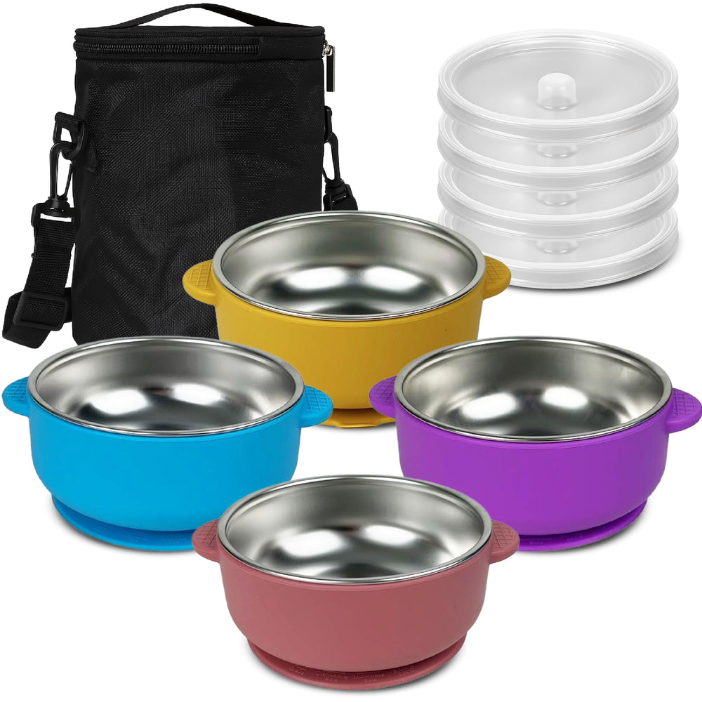BRYSEVCO stainless toddler bowls with suction base keep meals mess-free at home
