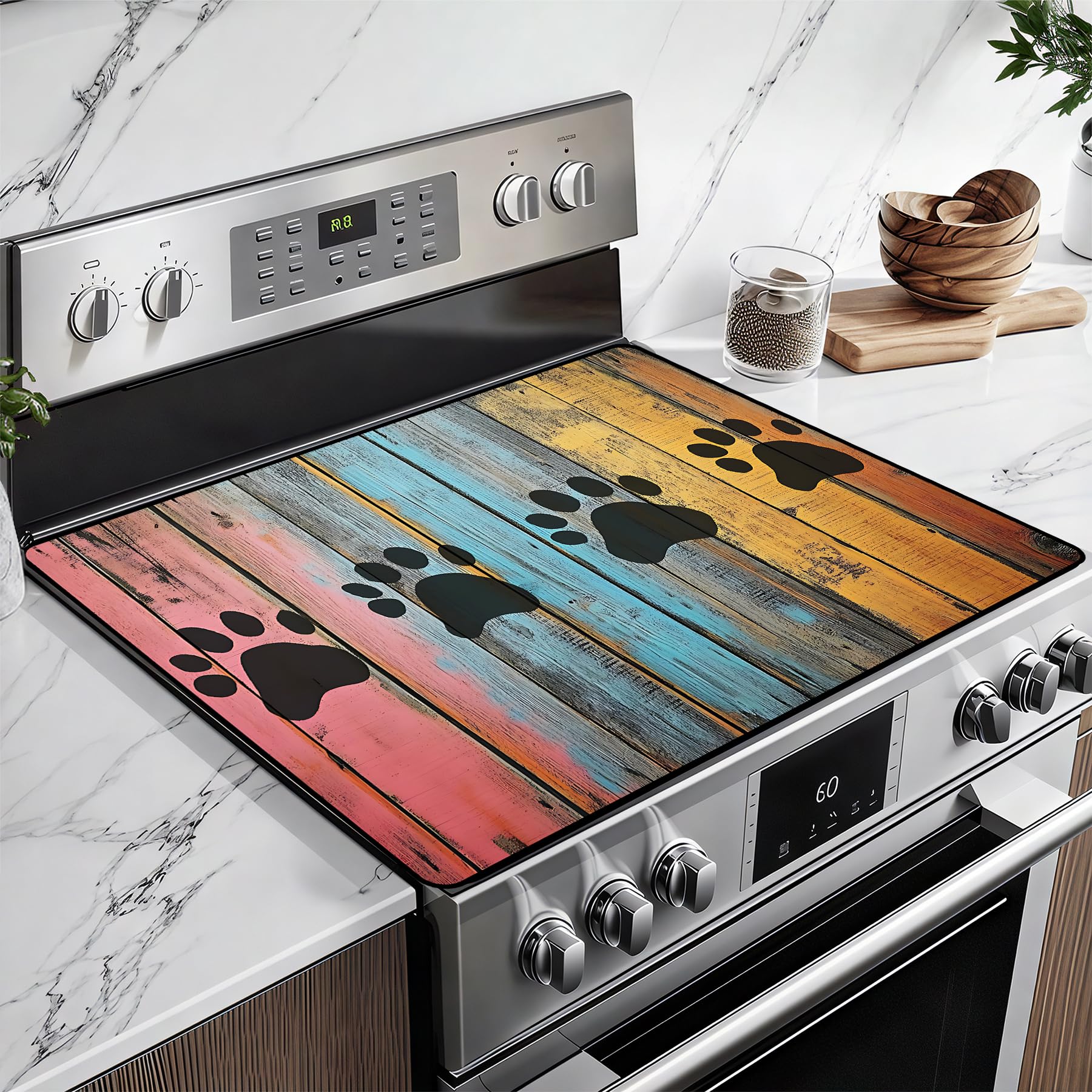BSFHH dog paw print stove top cover offers heat resistant protection and stylish decor
