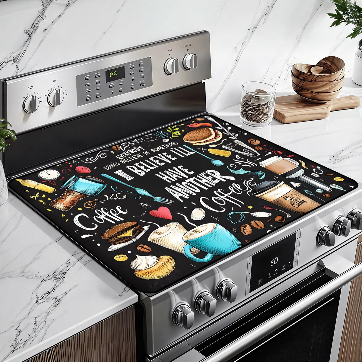 BSFHH heat-resistant glass stovetop cover top view protects against spills and scratches
