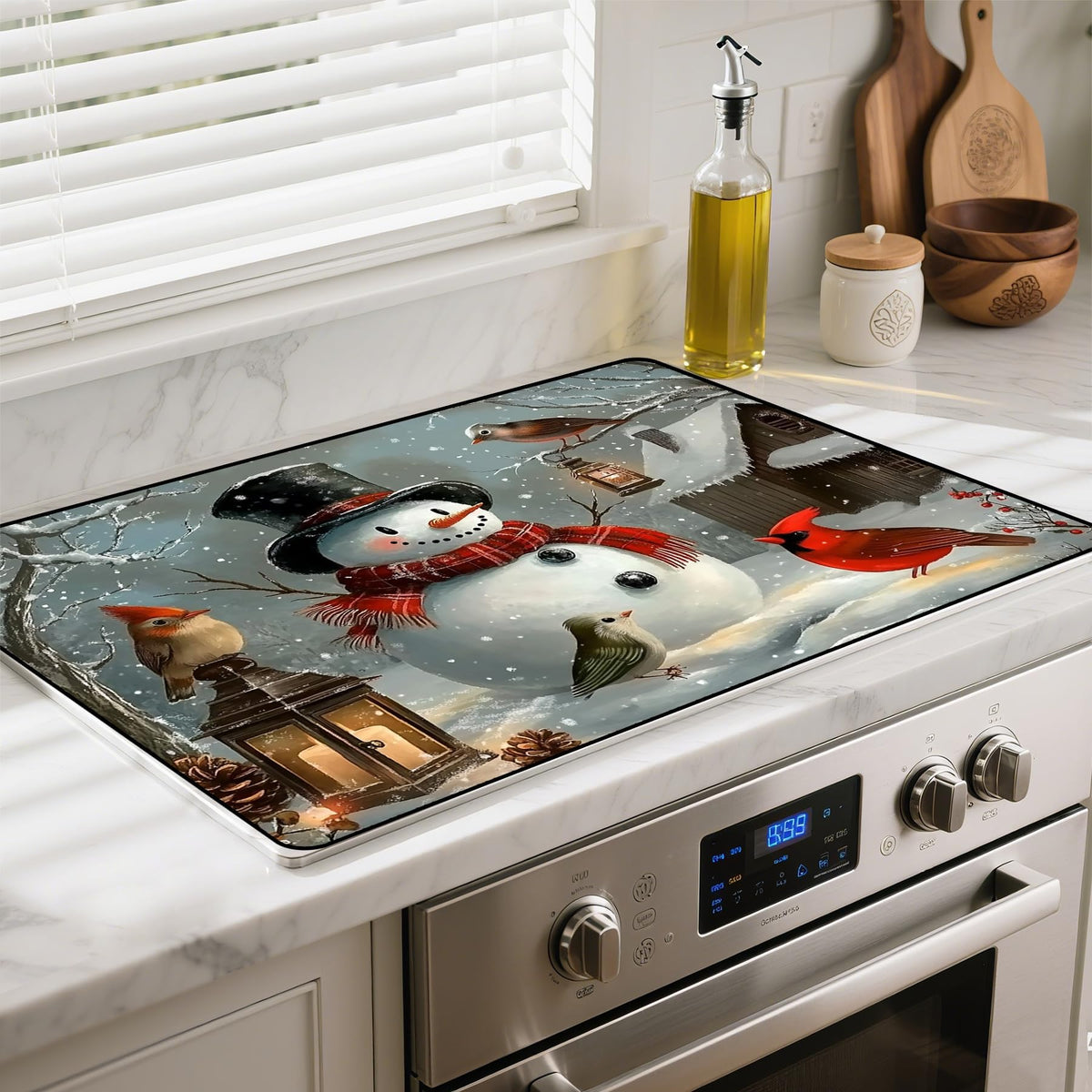 BSFHH heat-resistant stove-top cover on an electric stove adds instant counter space