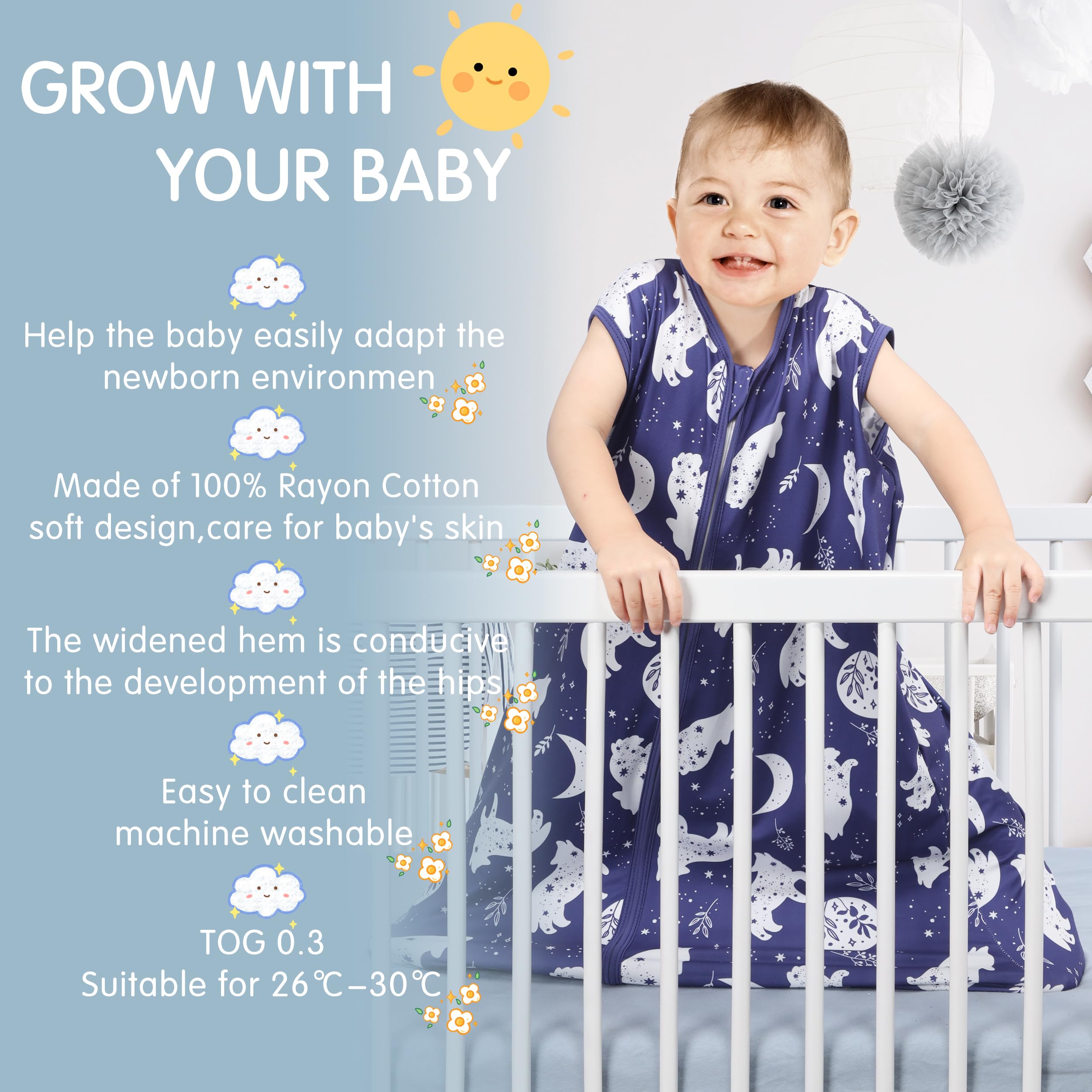 BSTOPPT sleep sack with roomy leg space supports movement while staying warm.