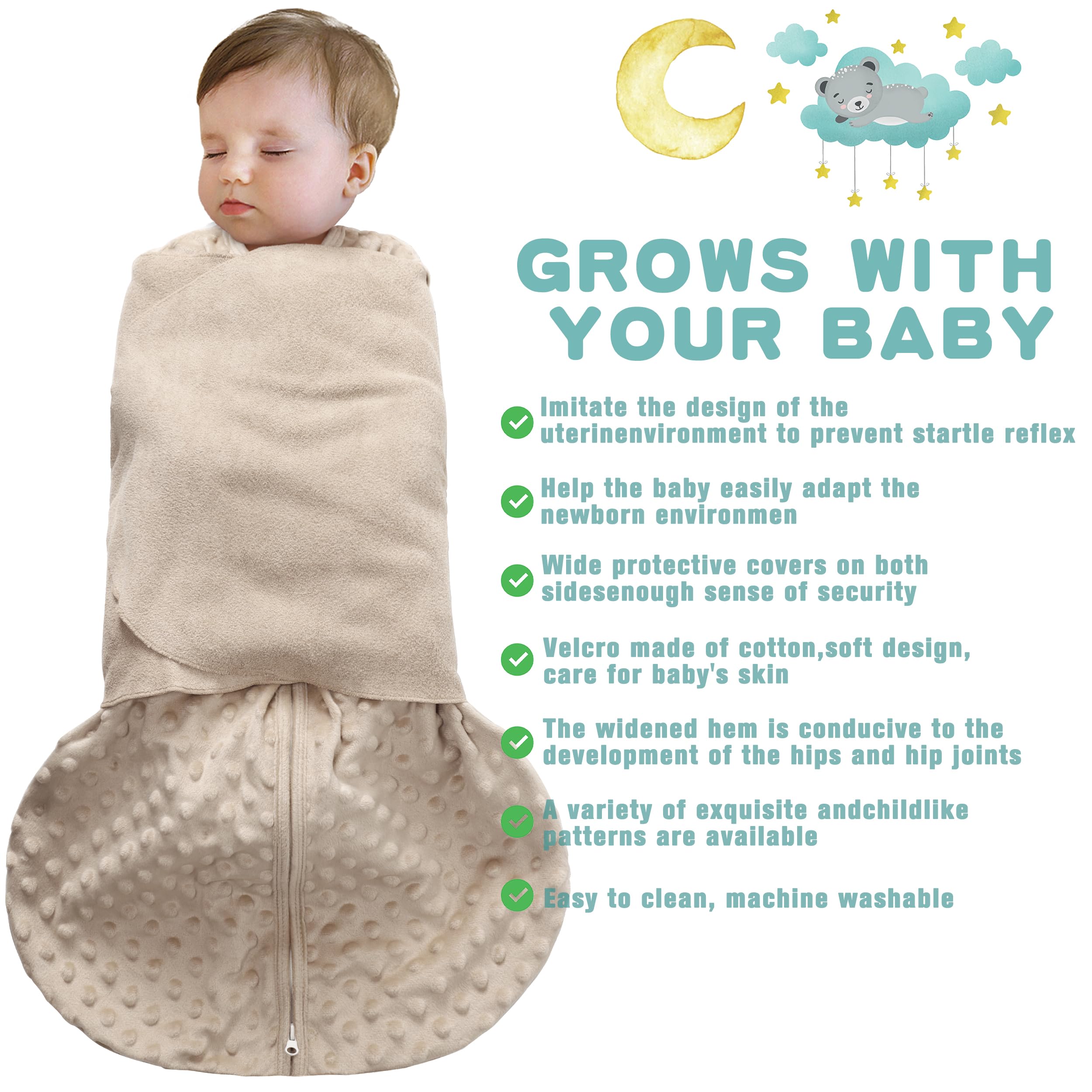 BSTOPPT fleece newborn sleep sack in green for easy night transitions