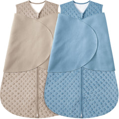 BSTOPPT fleece sleep sack brown on baby, cozy wearable blanket for safer, calmer sleep.