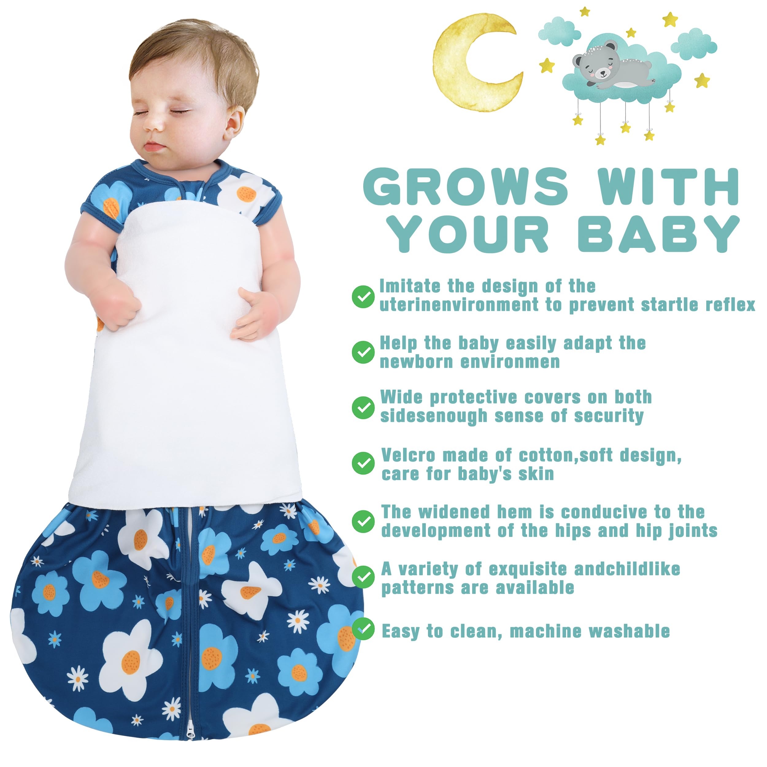 BSTOPPT newborn sleep sack fabric detail highlights soft rayon cotton touch for gentle nights.