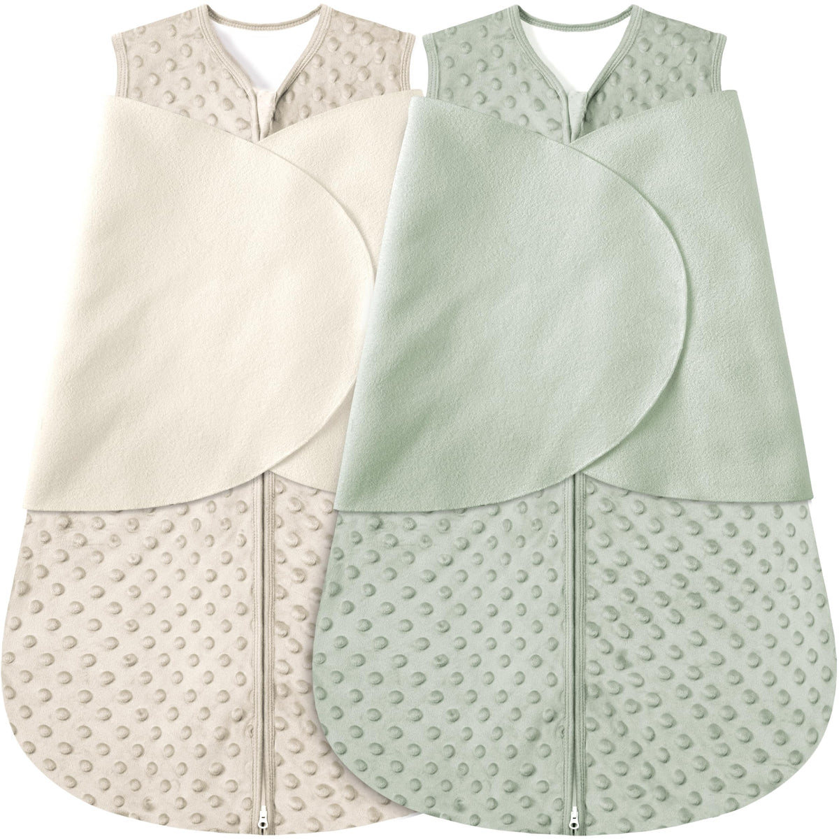 BSTOPPT sleep sack front view in beige shows safe wearable blanket for peaceful sleep.