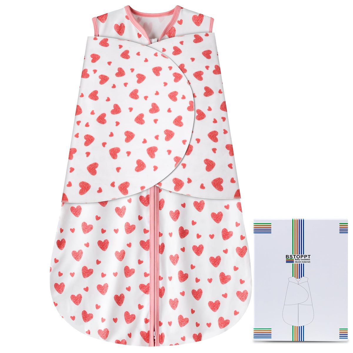 BSTOPPT newborn sleep sack front view showing wearable blanket design for safe sleep