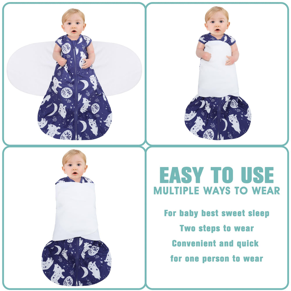 Three-way adjustable swaddle wings demonstration of arm-in option