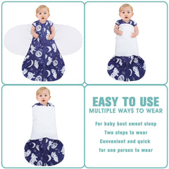 Three-way adjustable swaddle wings demonstration of arm-in option