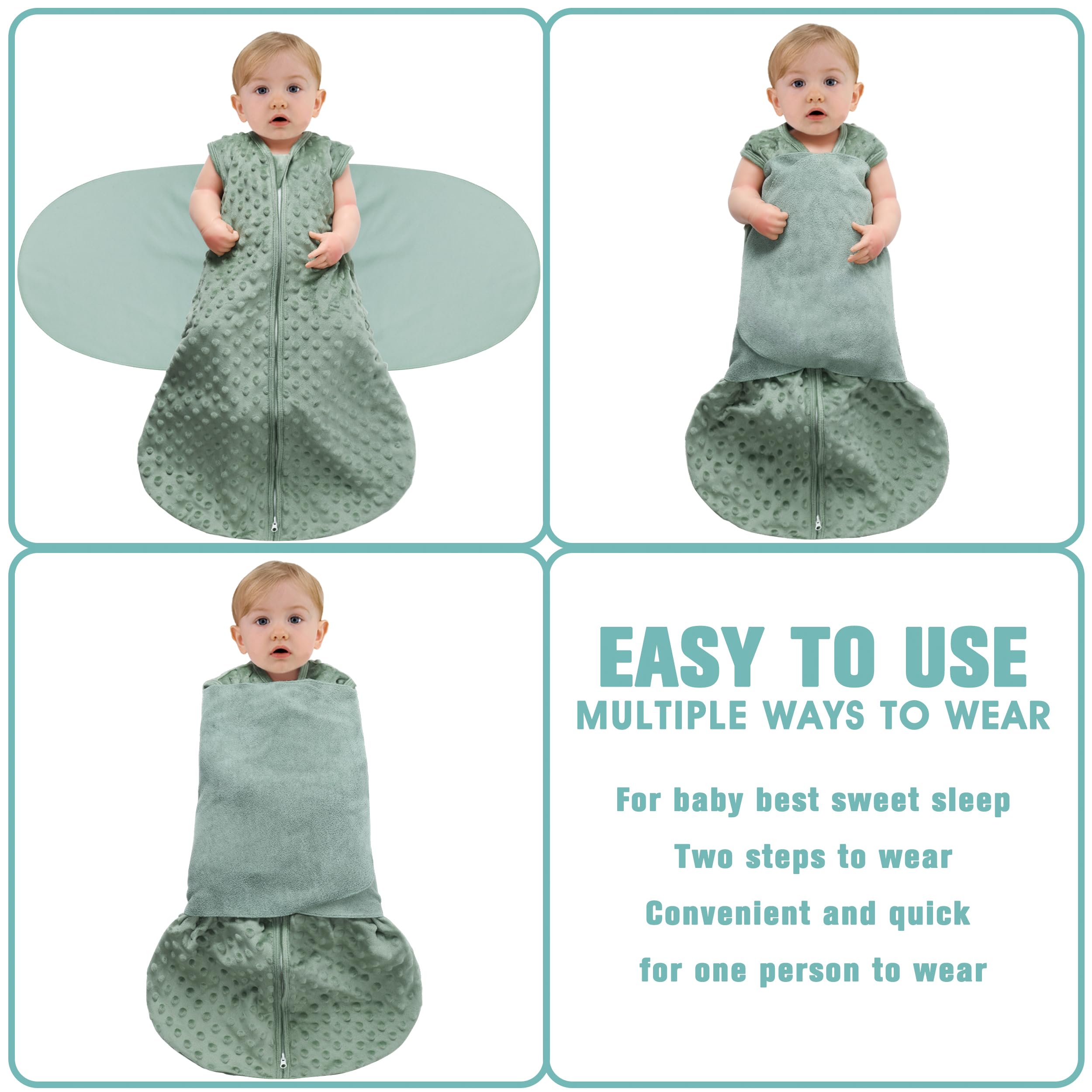 BSTOPPT fleece newborn sleep sack with 3-way swaddle option for flexible sleep.