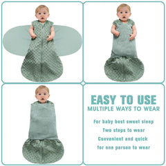 BSTOPPT fleece newborn sleep sack with 3-way swaddle option for flexible sleep.