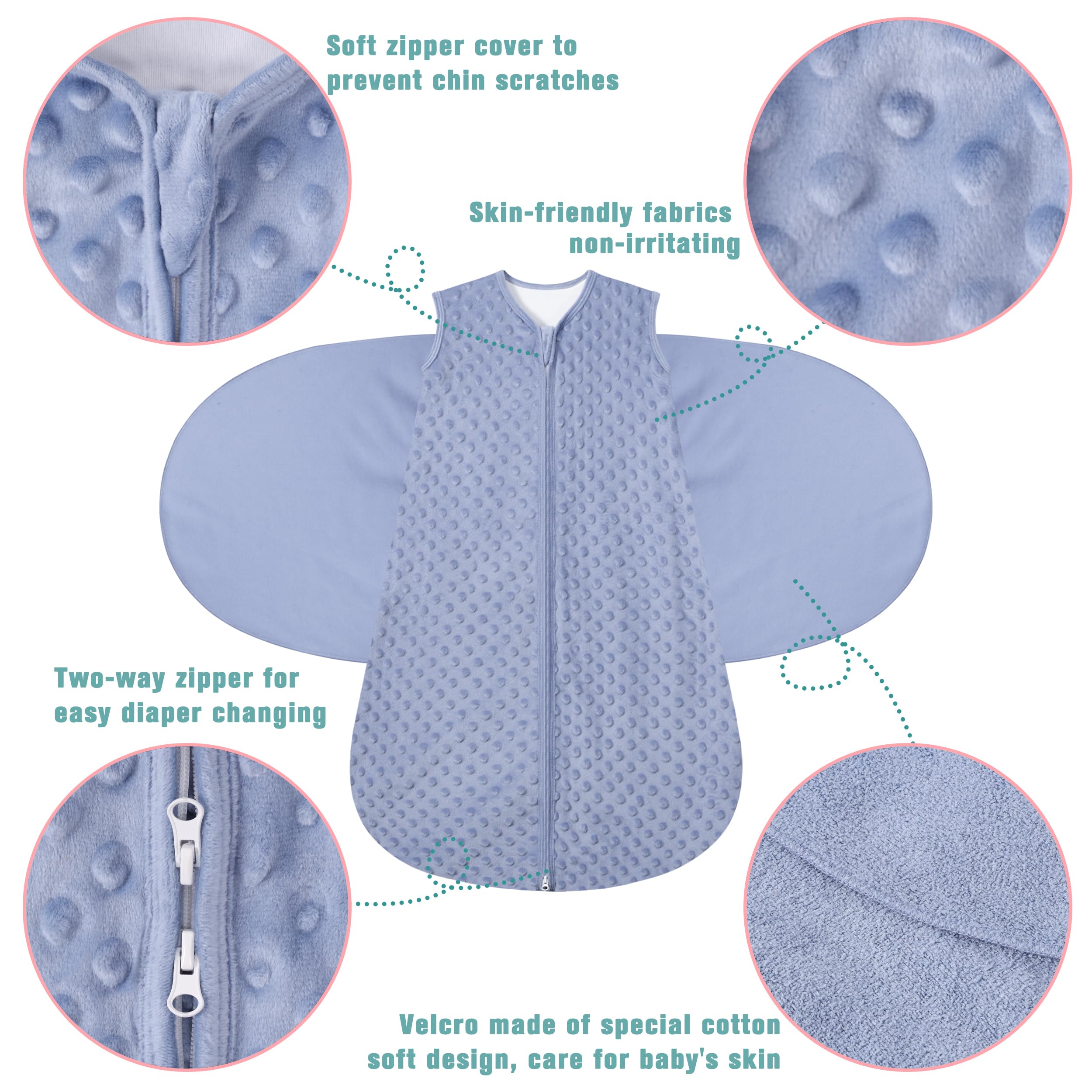 BSTOPPT fleece sleep sack arm openings shown for secure, breathable use.