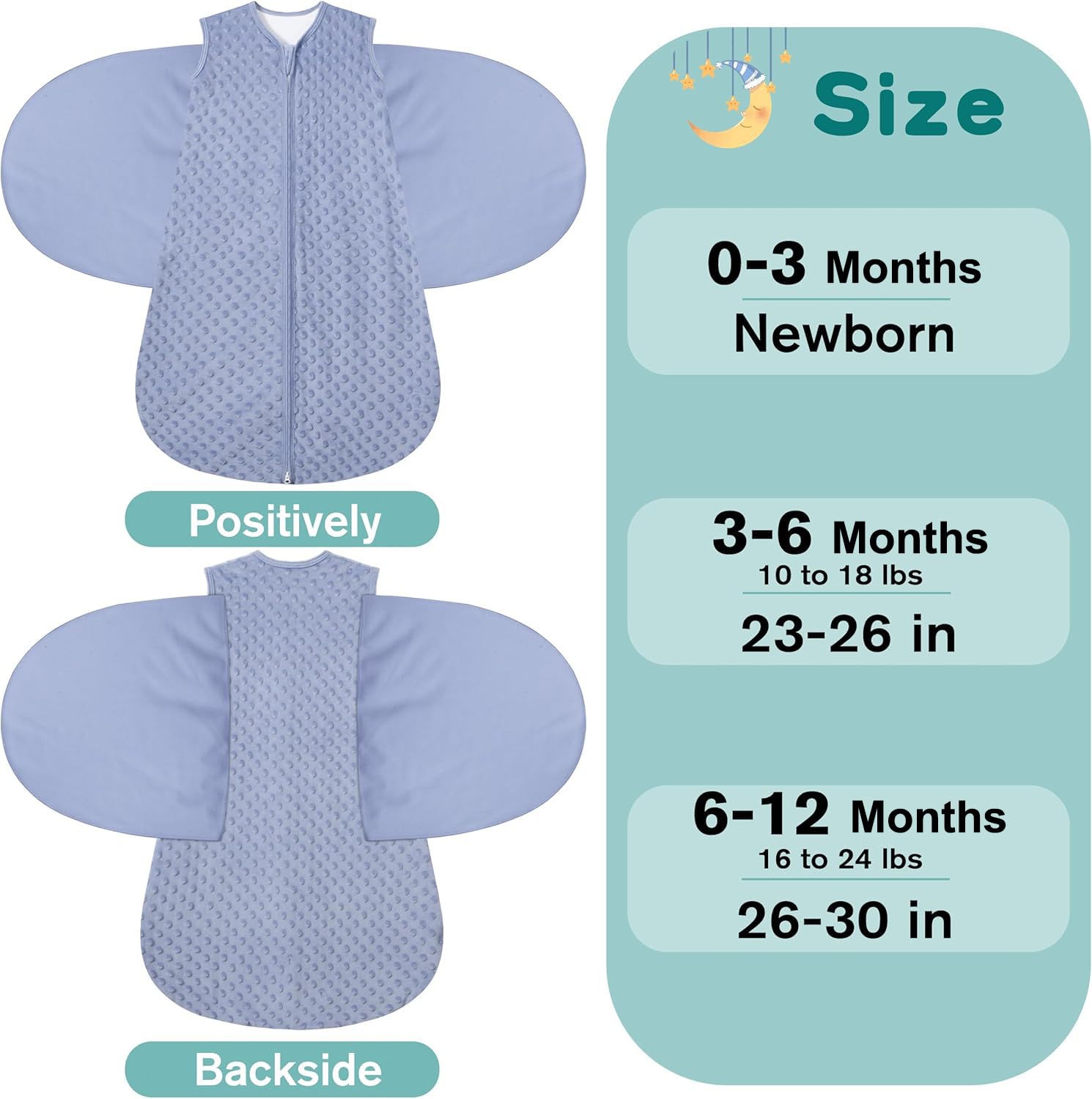BSTOPPT fleece sleep sack bottom zipper for easy diaper changes without unswaddling.