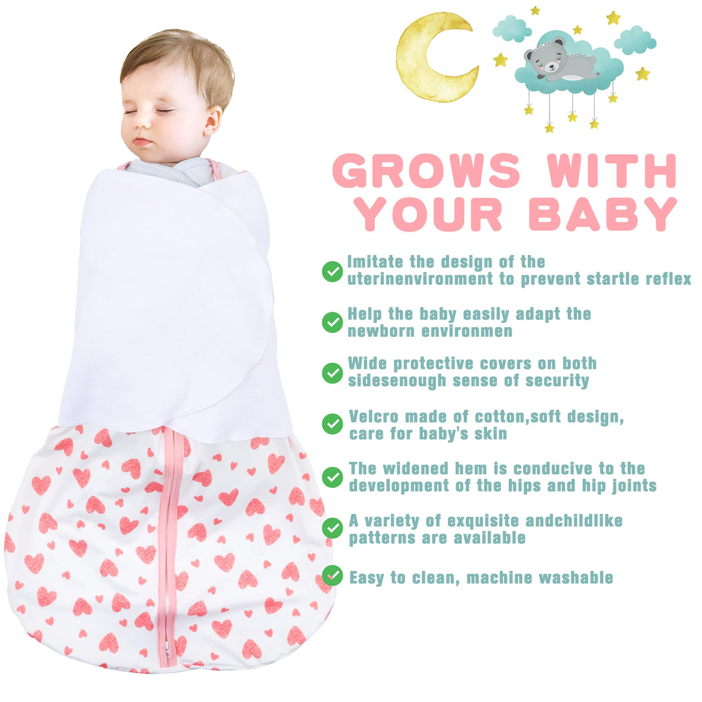 BSTOPPT 3-way adjustable swaddle enabling flexible arm positions for soothing