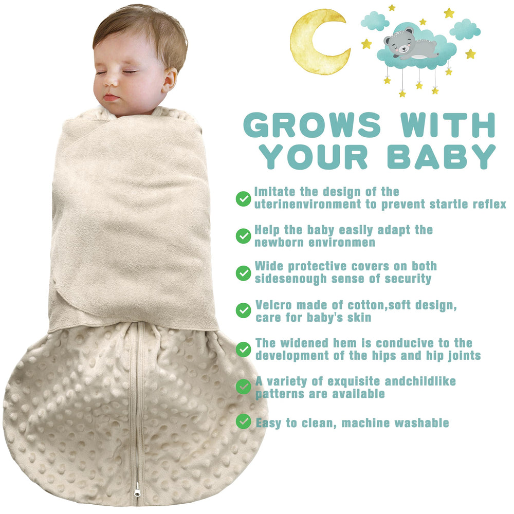 BSTOPT 3-way swaddle with arms-in keeping startle reflex gentle and sleep calmer.