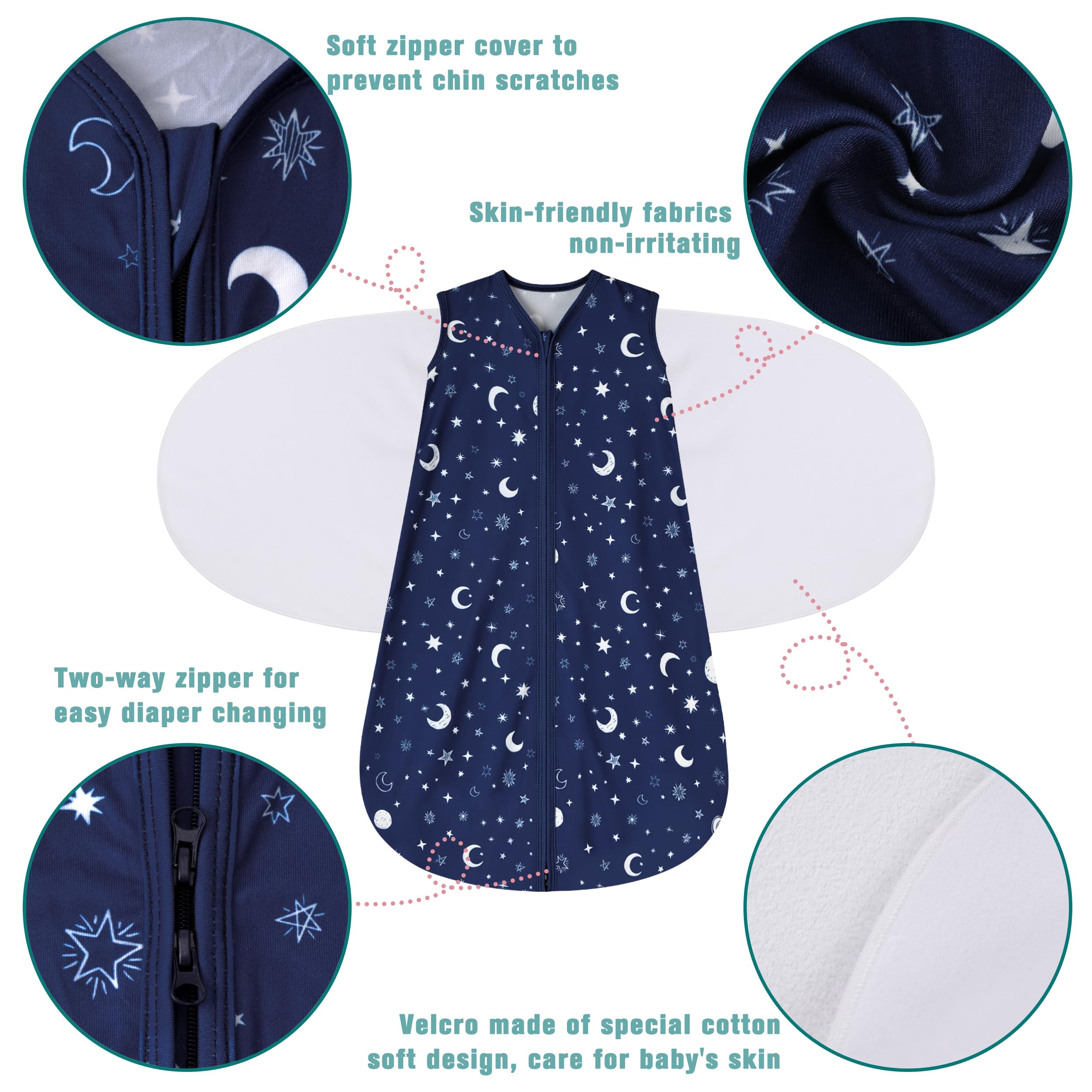 BSTOPPT Sleep Sack bottom zipper enables easy diaper changes without unswaddling