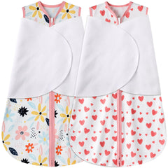 BSTOPPT newborn sleep sack with heart-floral fabric closeup for gentle sleep comfort