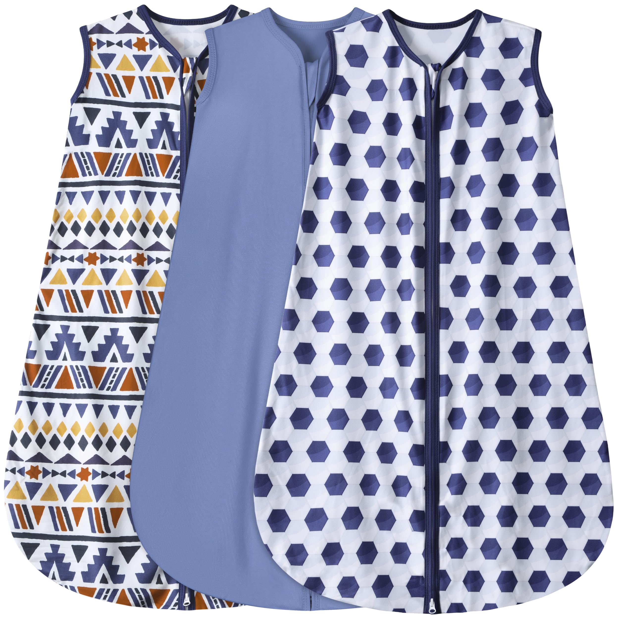 BSTOPPT sleep sack blue soccer-triangles for 6-12 months offers cozy nights