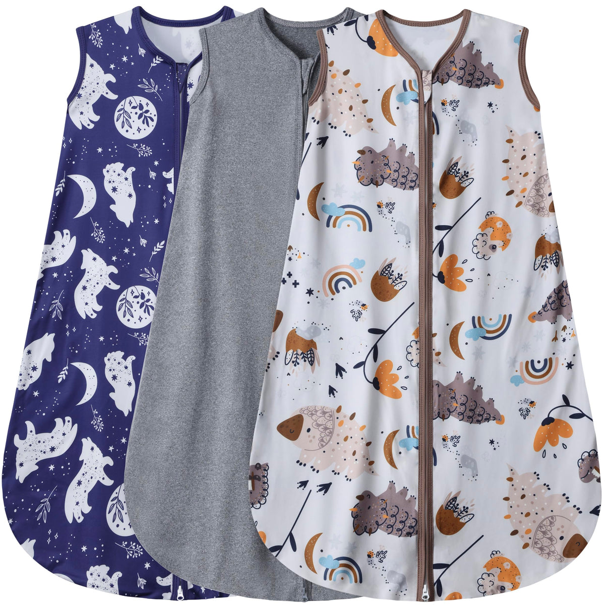 BSTOPPT sleep sack with fox-dinosaurs pattern keeps baby warm through the night.