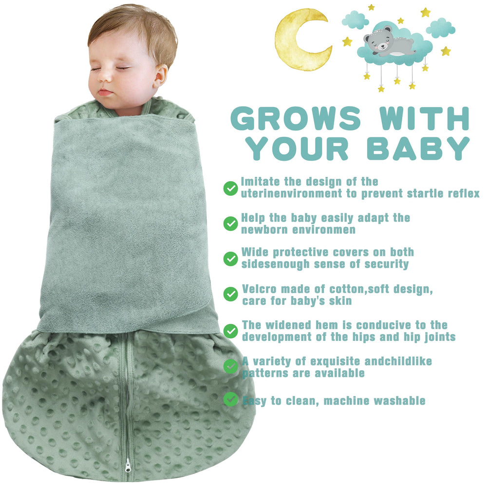 BSTOPT three-way swaddle wings enable arm-in, arm-out, or transition for flexible sleep.
