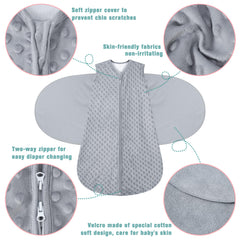 BSTOPPT reverse zipper enables bottom diaper changes without unswaddling.