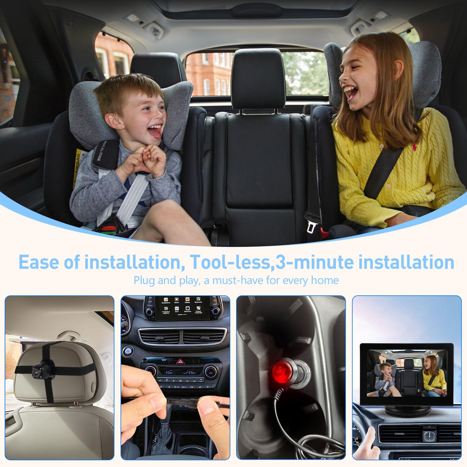 BTLMEMO 360-degree adjustable camera covers wide angles for two kids.