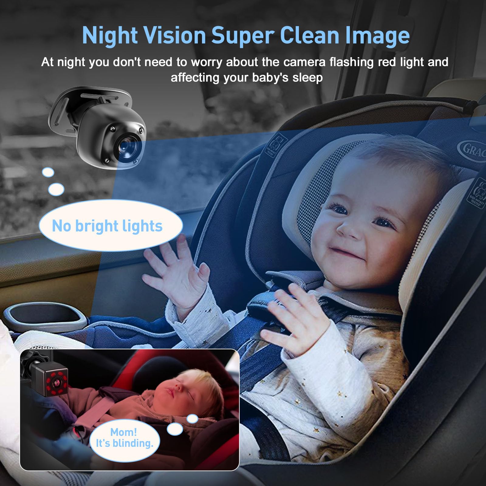 BTLMEMO 4.3-inch in-car display for hands-free baby monitoring.