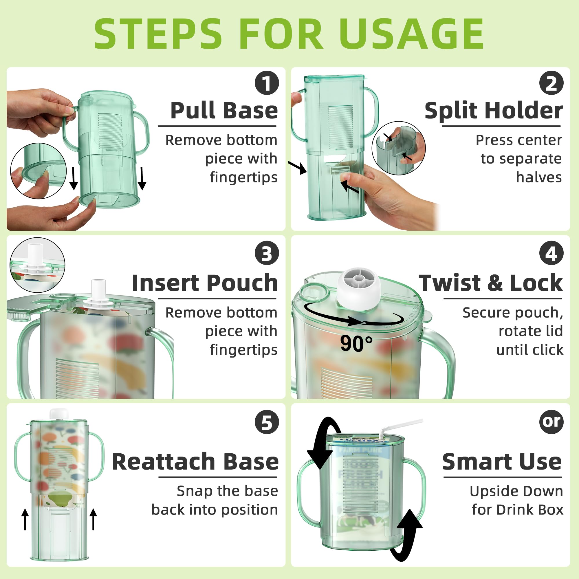 btrfe pouch holder no squeeze ergonomic-dual-handles supports tiny grip and independence