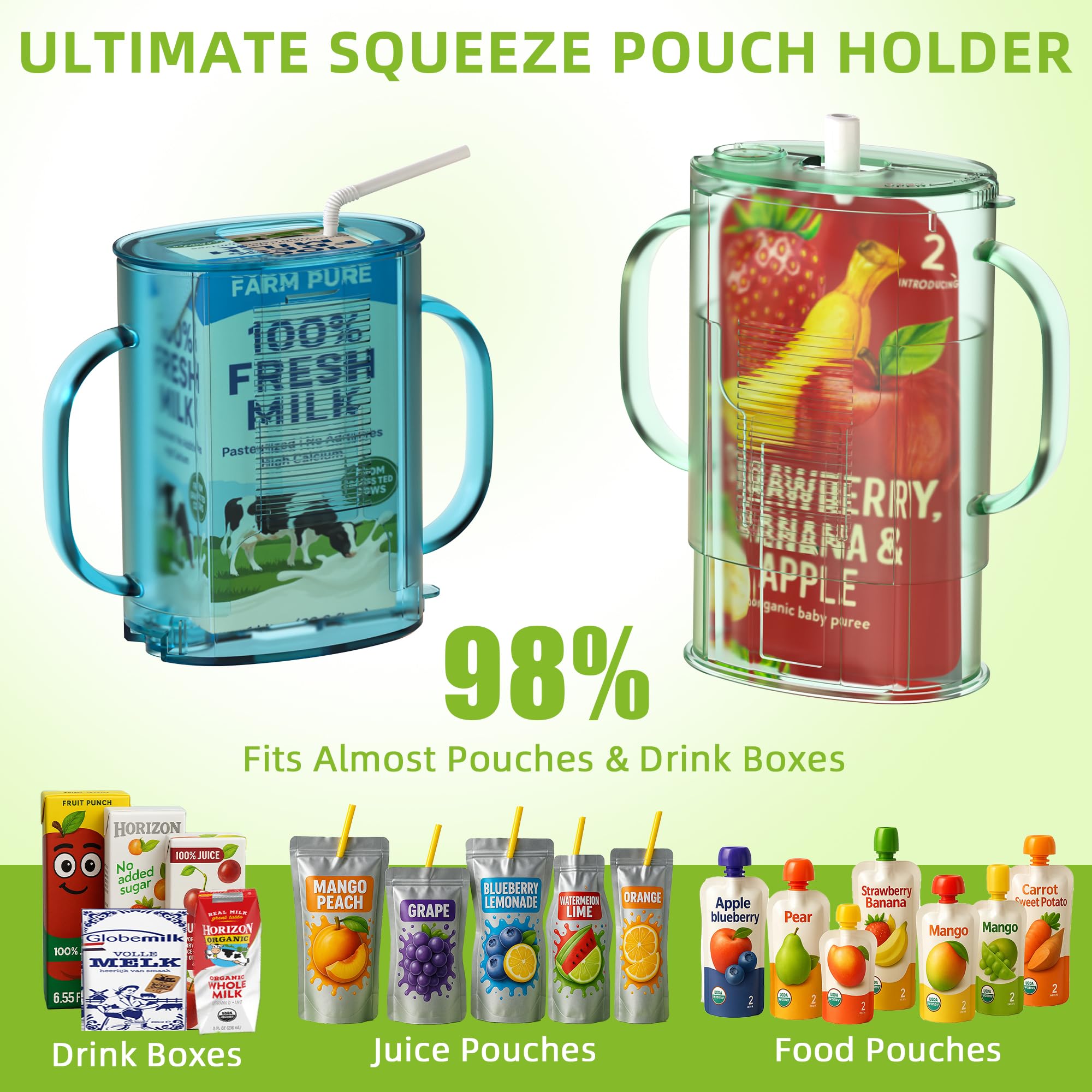 btrfe pouch holder no squeeze upright-puree position supports smooth purees
