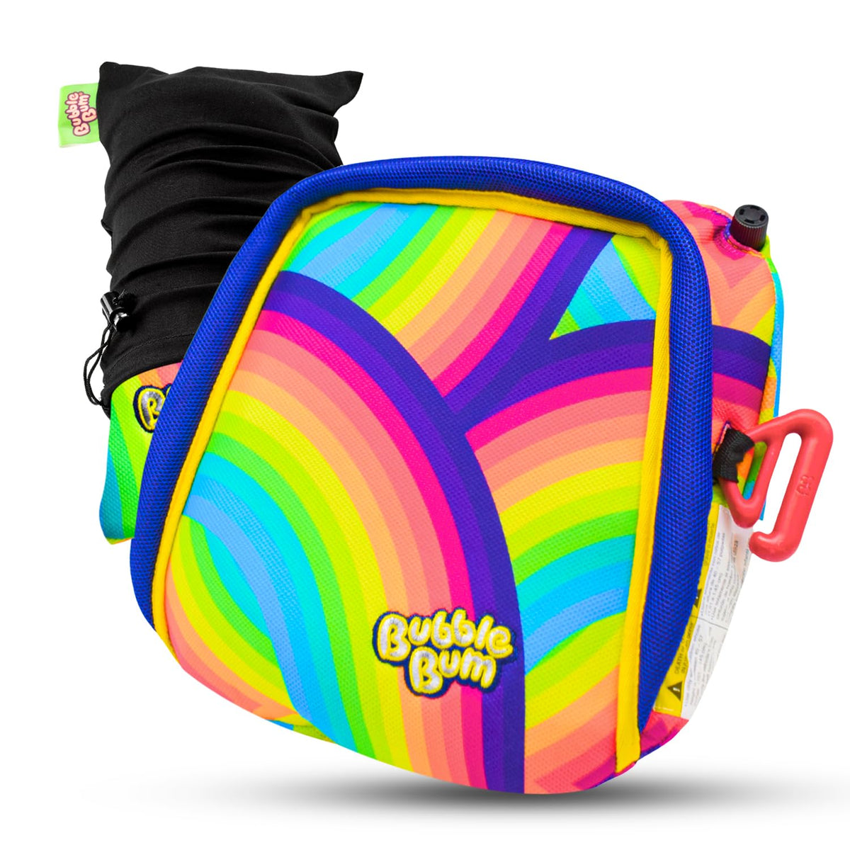 BubbleBum booster seat inflated for travel, ultra-portable and ready
