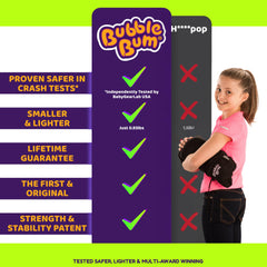 BubbleBum inflatable booster seat unfolded in car for quick seating