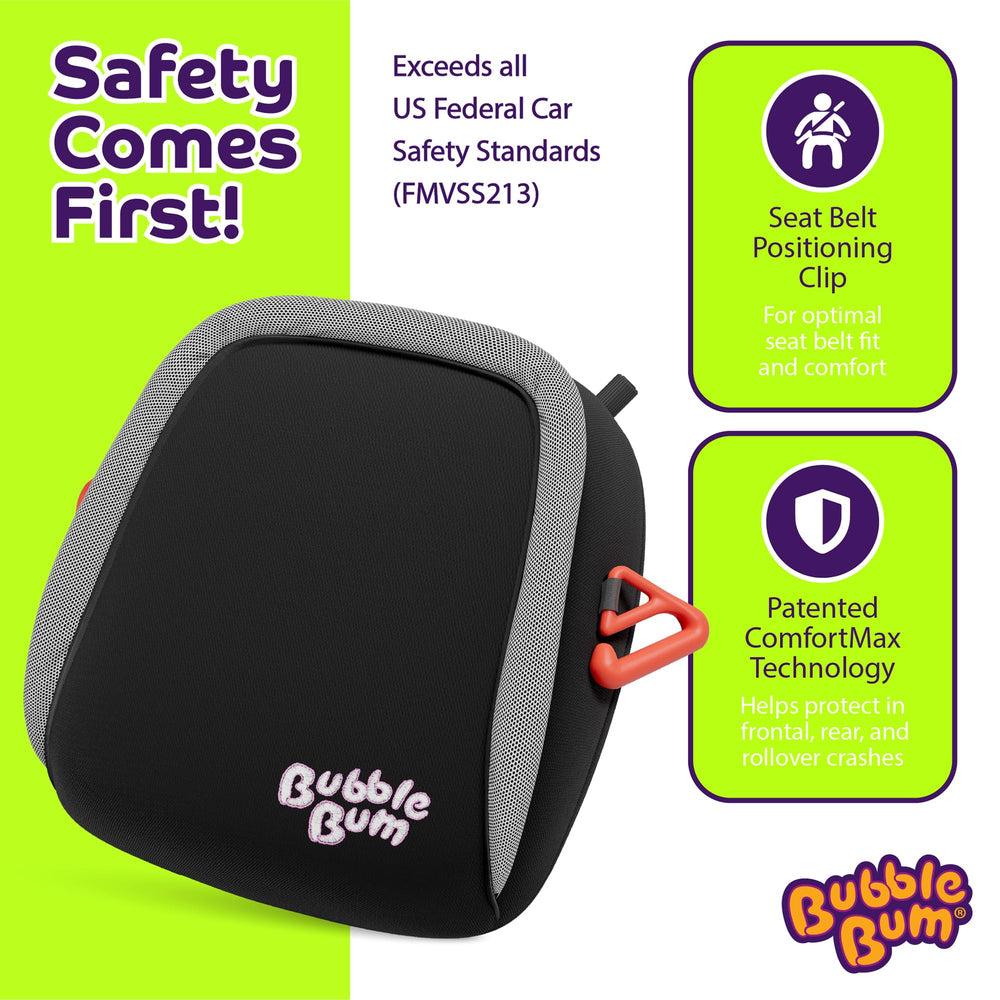 BubbleBum three-across compatible booster saves space in tight cars.