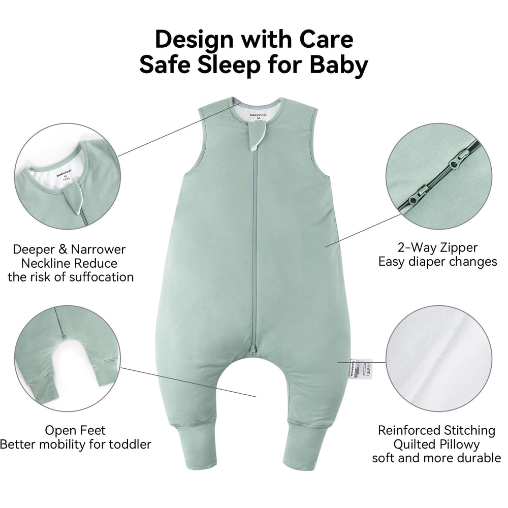 BubblePanda deep neck opening design demonstrates safer fit and cozy coverage.