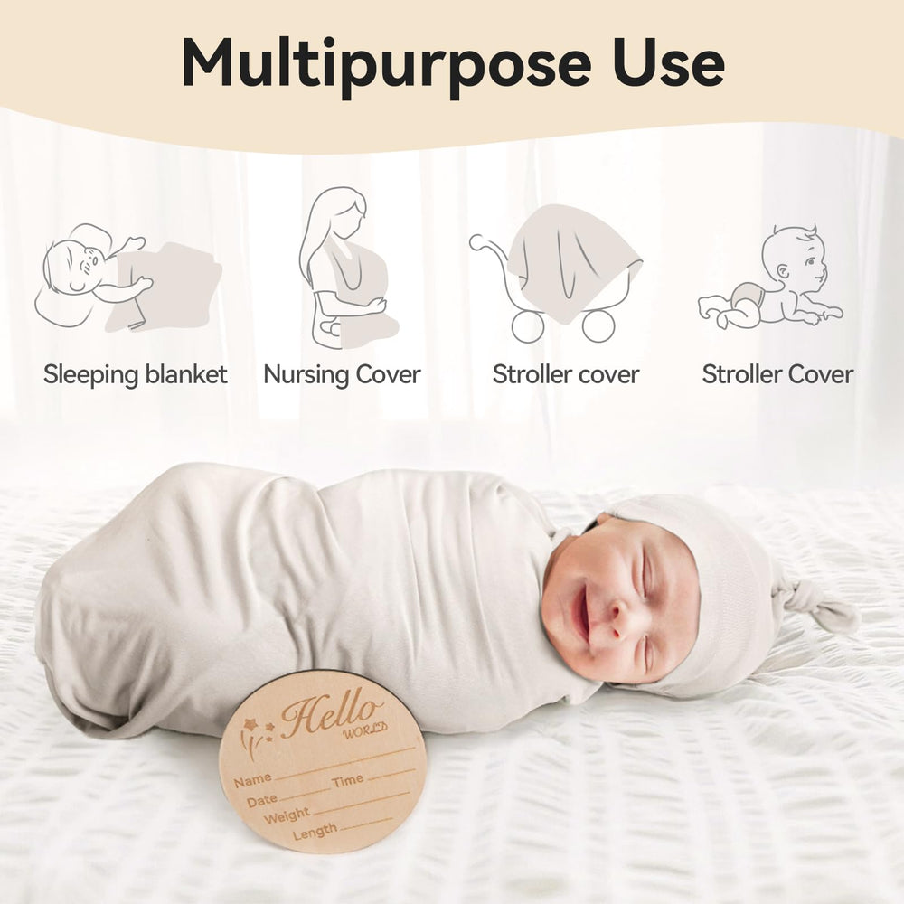 BubblePanda matching beanie with swaddle for complete newborn set.