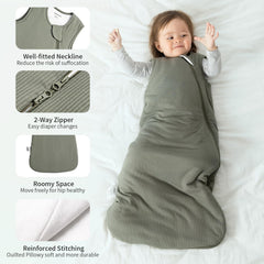 BubblePanda sleep sack neck and arm openings promote safe, comfortable wear.