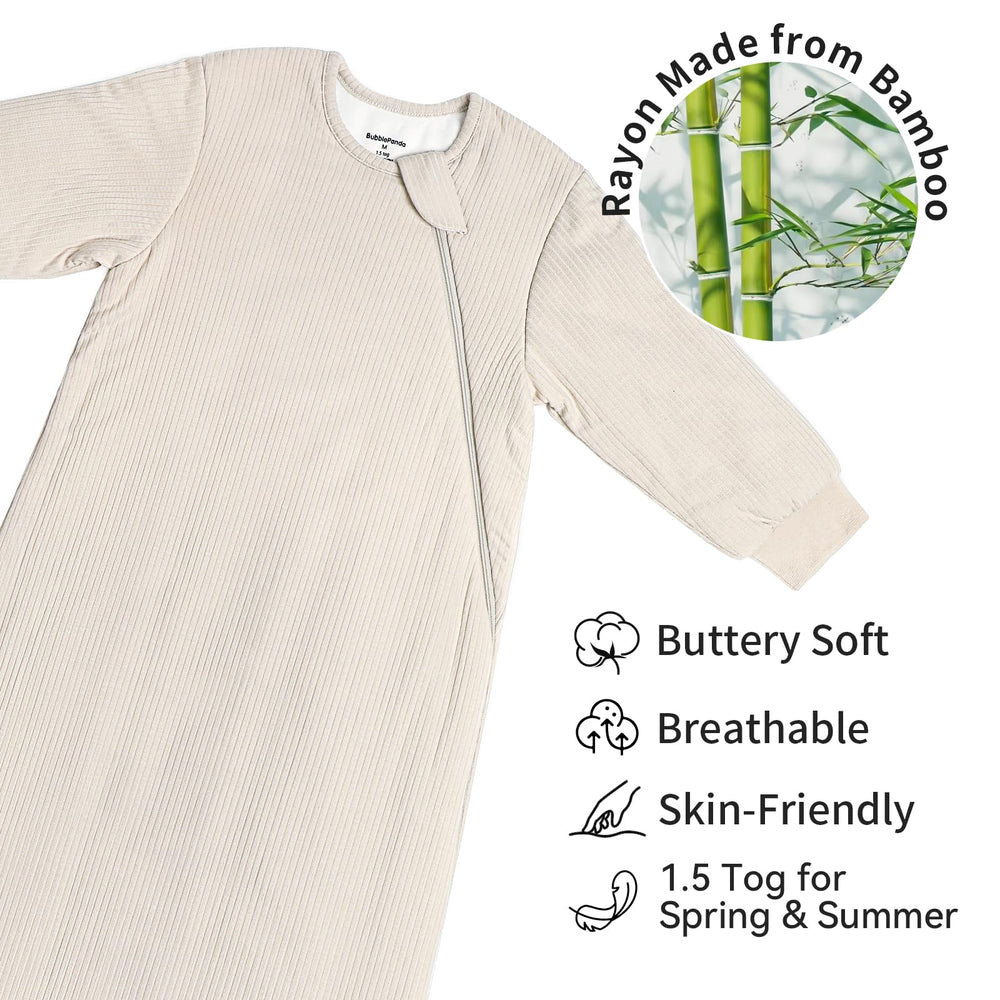 BubblePanda sleep sack with 2-way zipper for easy nighttime diaper changes.