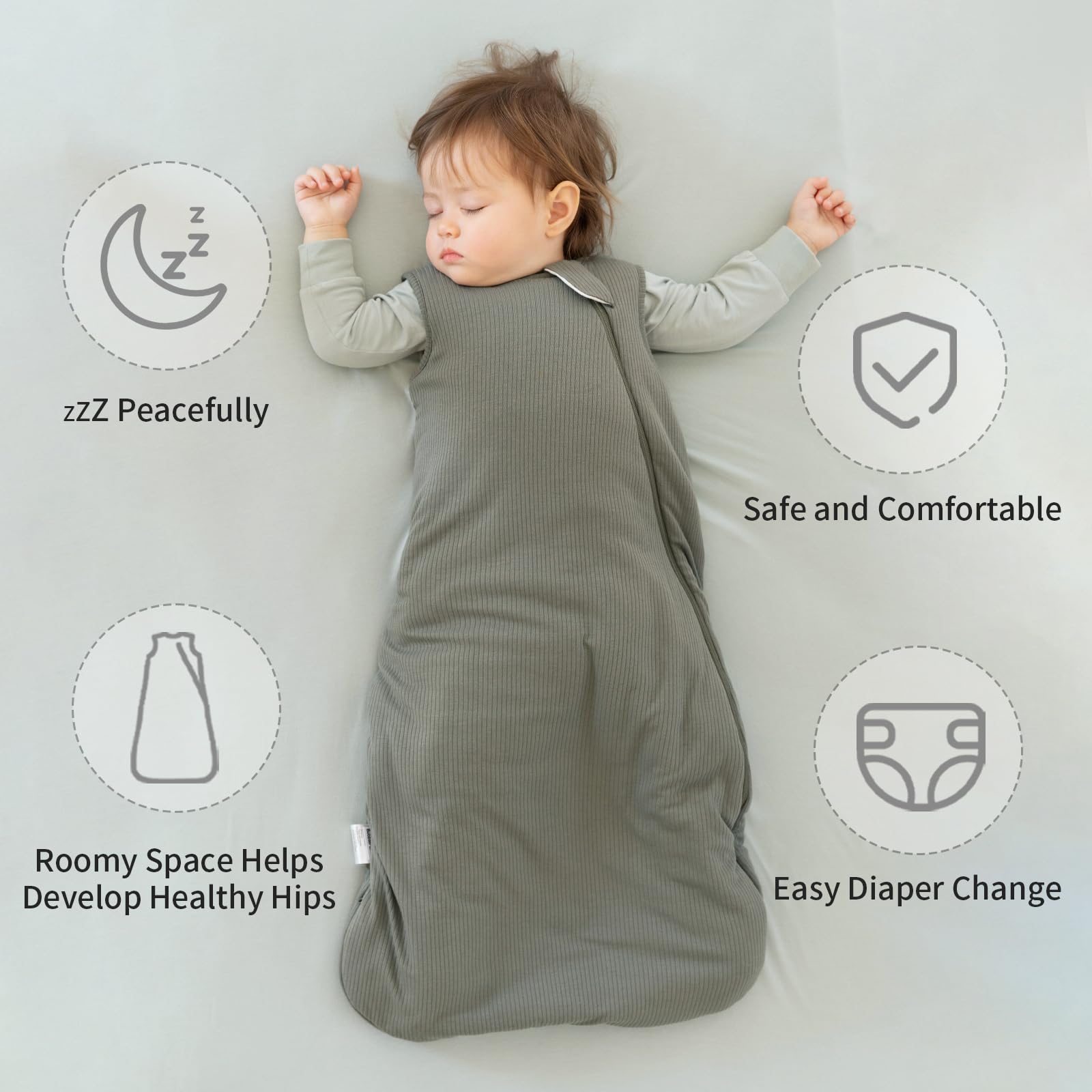 BubblePanda sleep sack design with roomy leg area for frog-leg sleep