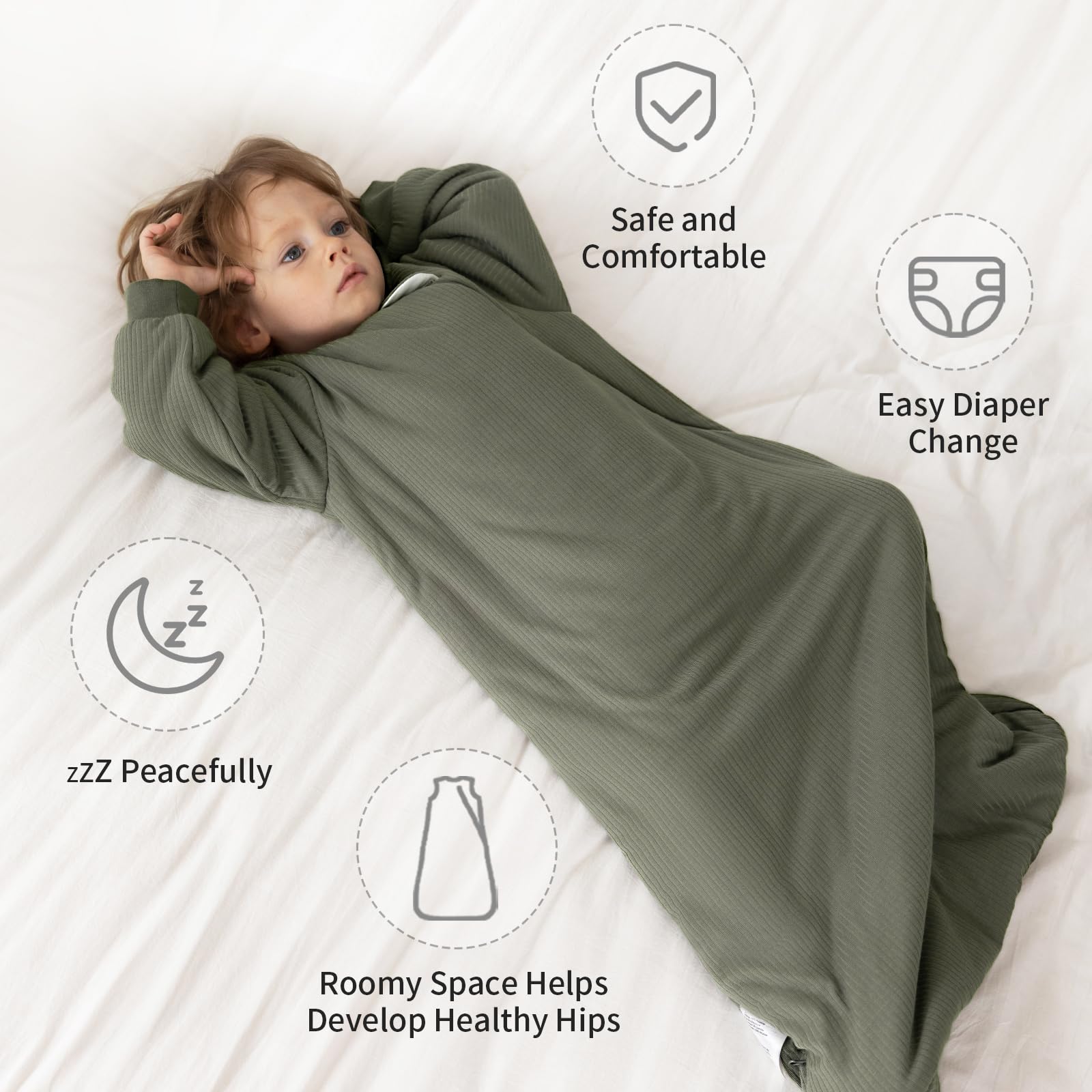 BubblePanda sleep sack with roomy leg space for comfortable movement.