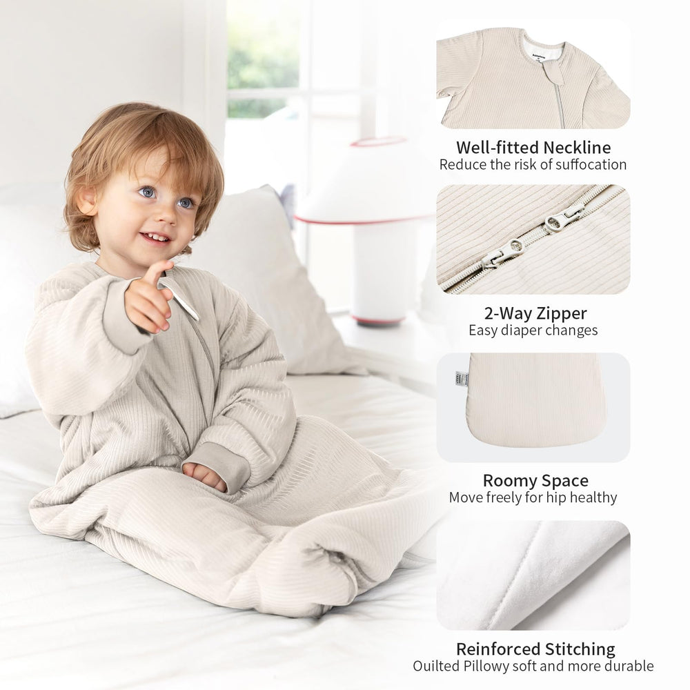 BubblePanda sleep sack safety features including neck opening.