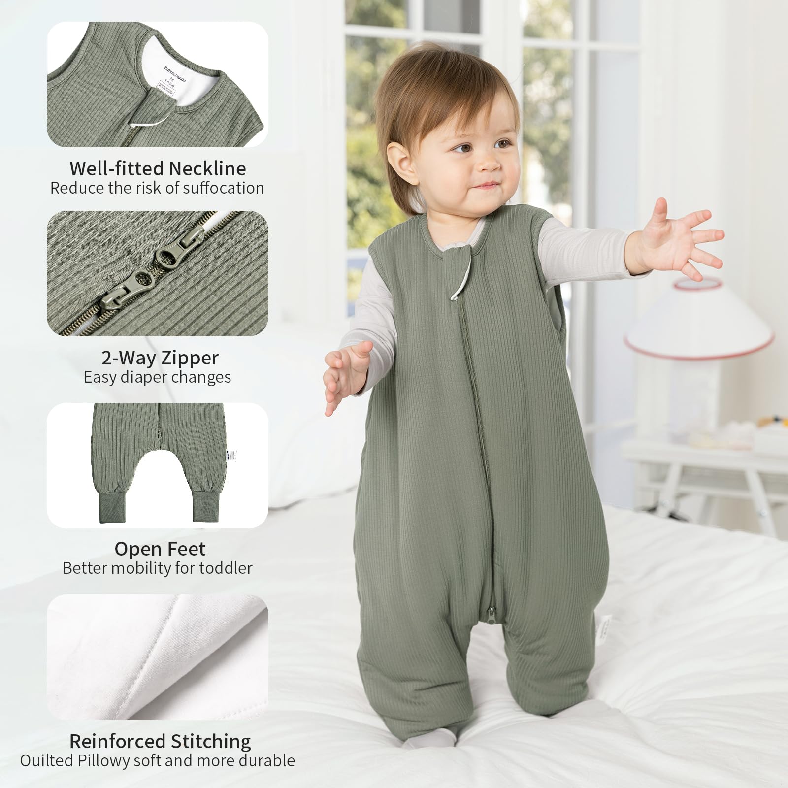 BubblePanda two-way zipper enables quick midnight diaper changes.