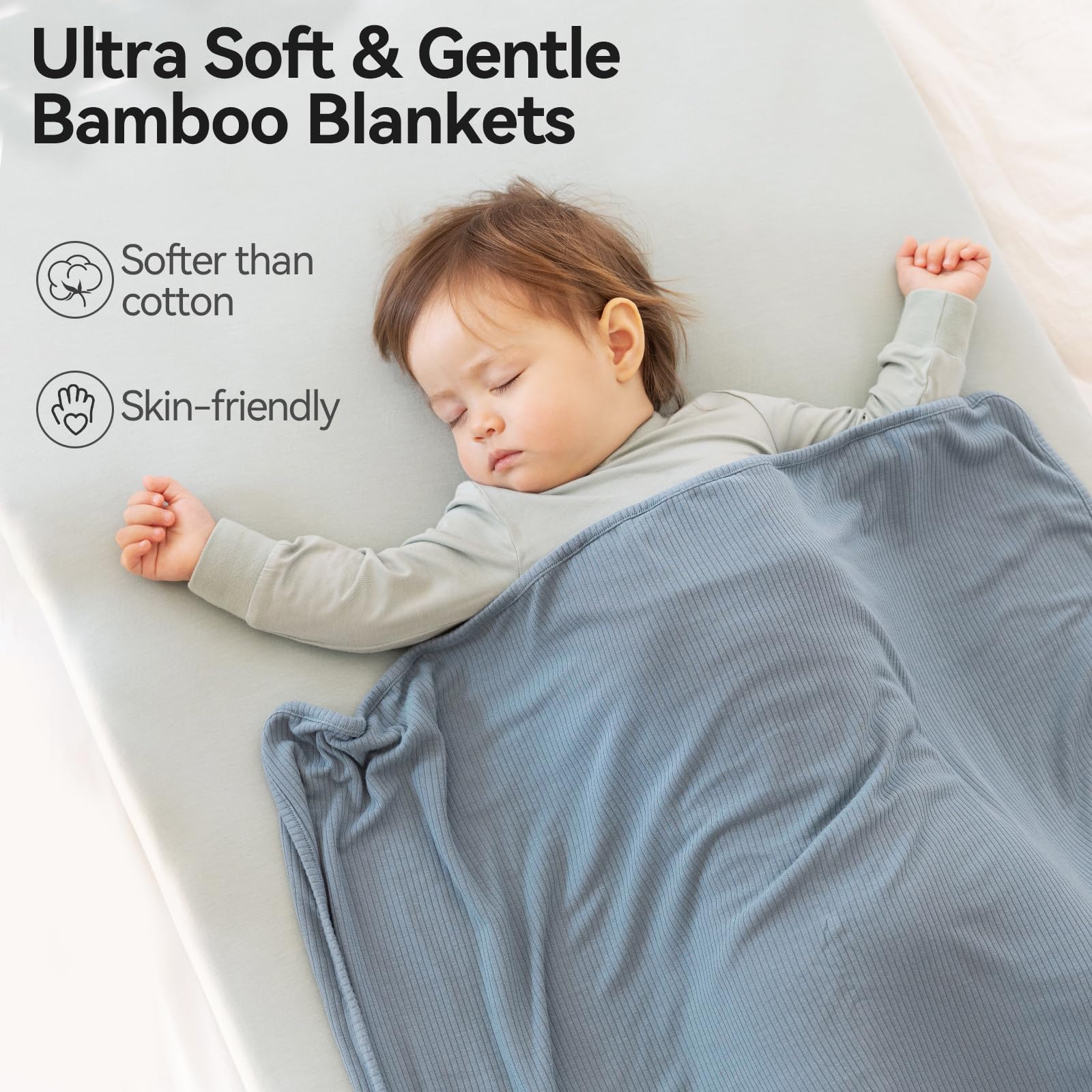 BubblePanda bamboo blanket in Glacier for breathable comfort.