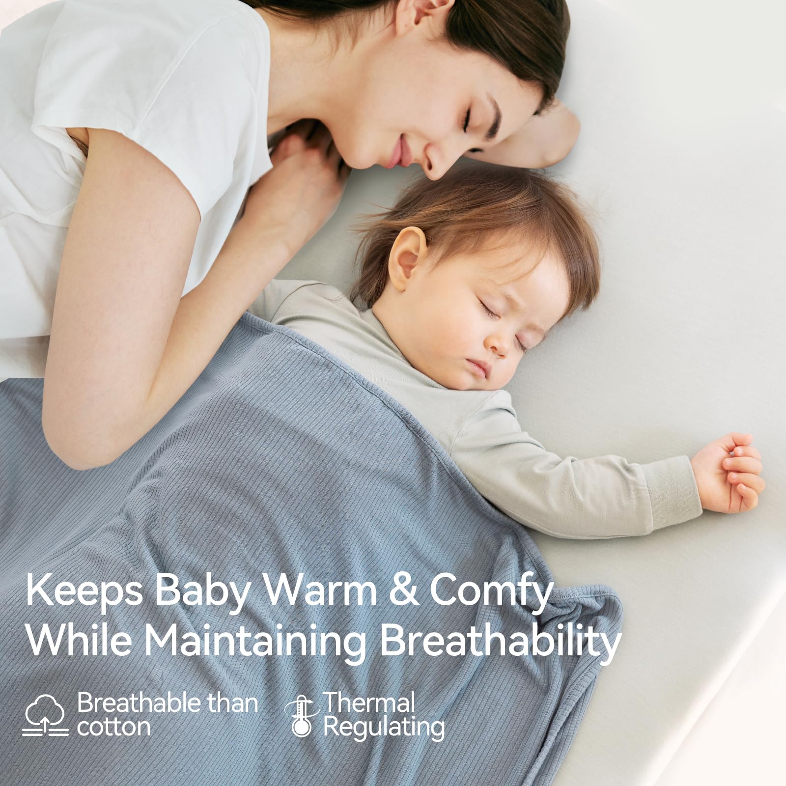 BubblePanda bamboo blanket in Oat offers versatile nursery use.