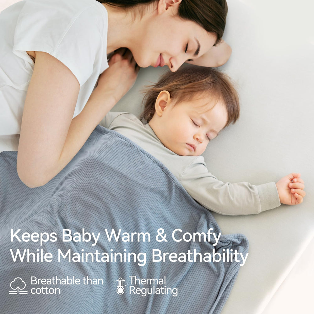 BubblePanda bamboo blanket in Oat offers versatile nursery use.