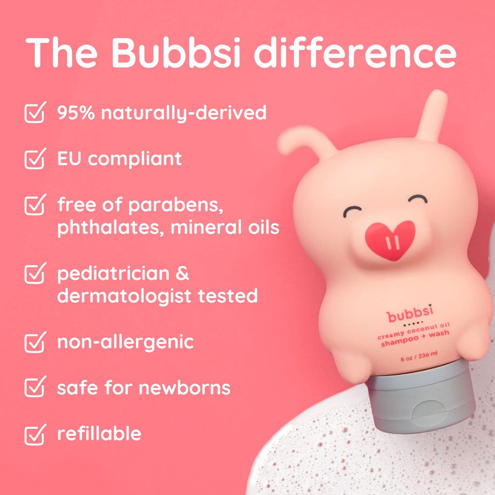 Bubbsi natural formula free from sulfates, parabens, and dyes.