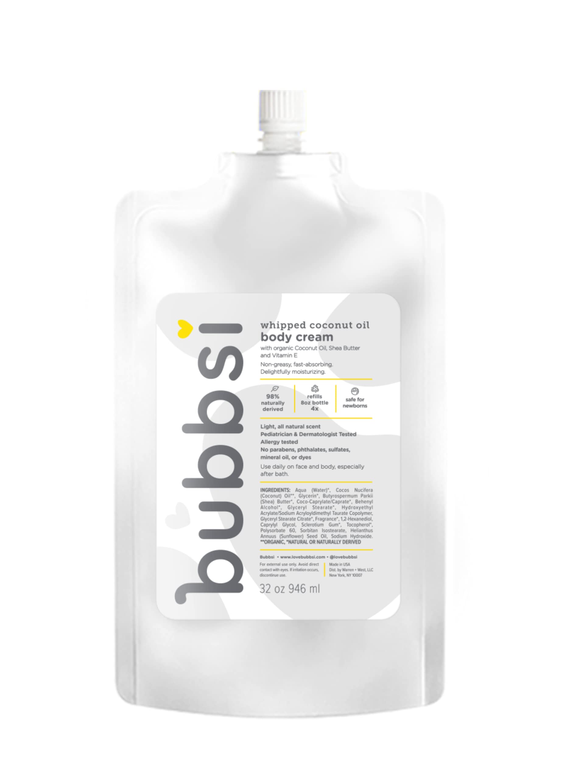 Bubbsi whipped coconut oil baby lotion jar closeup showing creamy texture for soft skin
